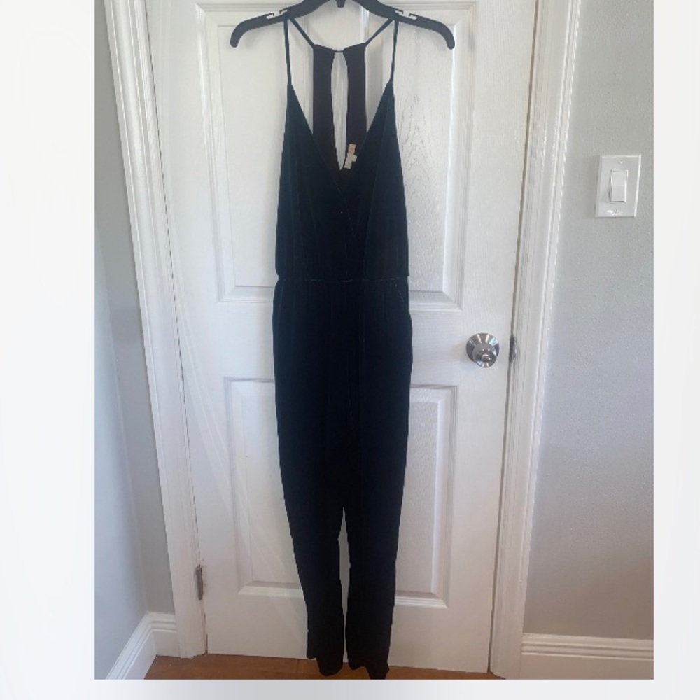 Gianni Bini Green Velvet Jumpsuit